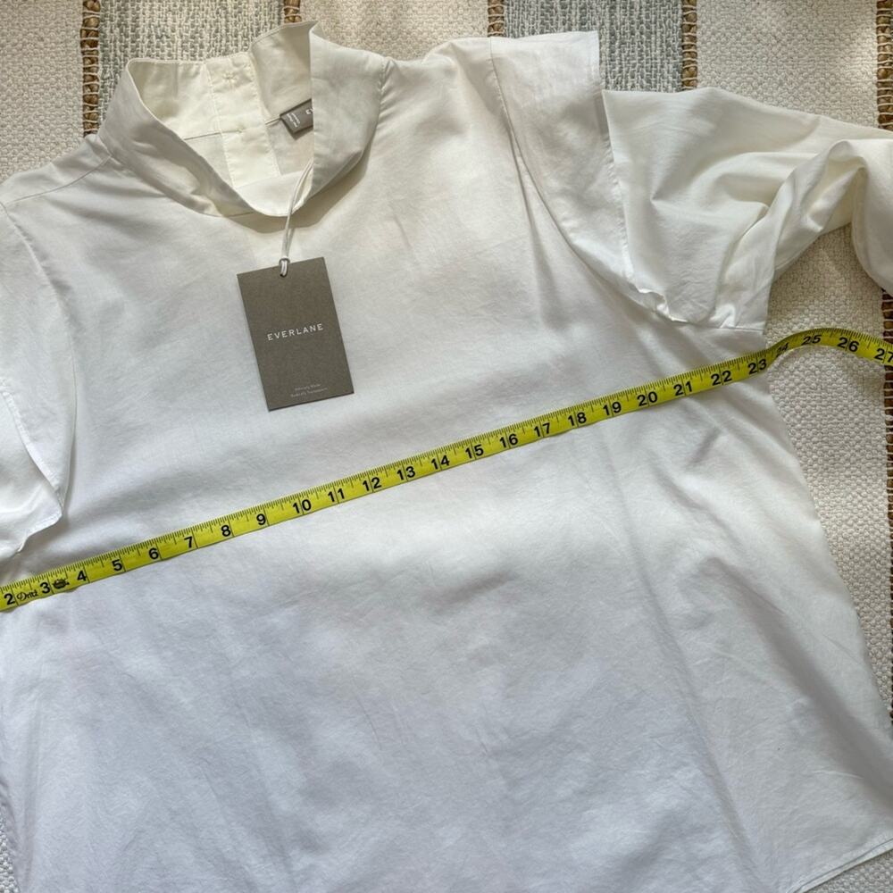 Everlane The Wing-Shoulder White Mockneck Long Puff Sleeve Pullover Top Size 14 - Picture 9 of 14